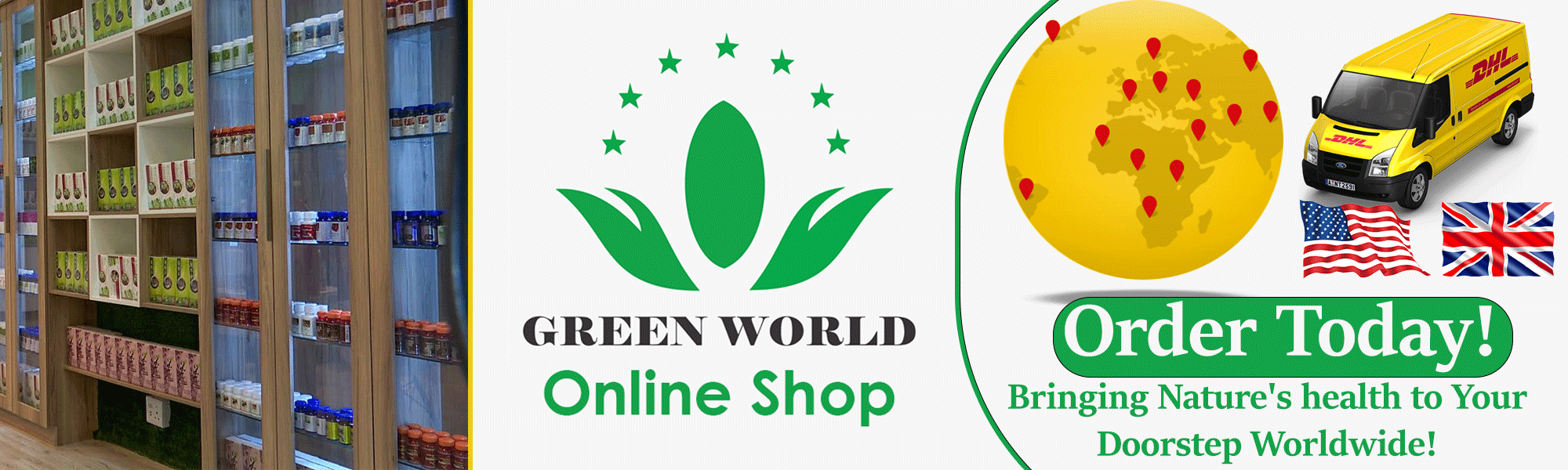 Green World Products DHL Shipping UK, USA and Europe
